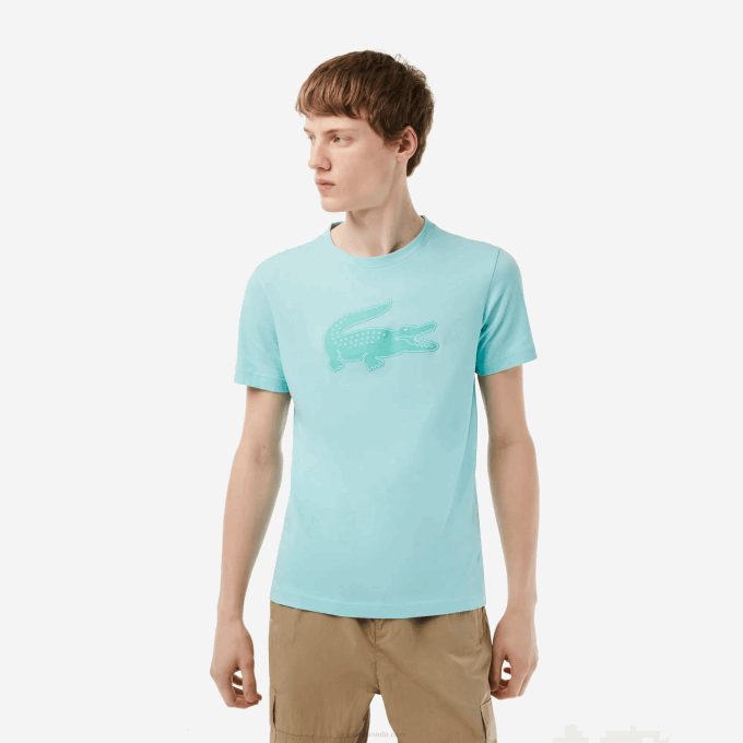 Men Lacoste V0ZN86 Light Green ZKI SPORT 3D Print Crocodile Breathable Jersey T-Shirt - Image 1