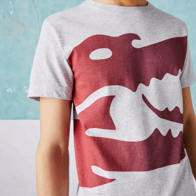 Men Lacoste V0ZN871 Grey Chine CCA SPORT Novak Djokovic Croco Organic Cotton T-shirt - Image 6