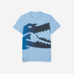 Men Lacoste V0ZN872 Blue HBP SPORT Novak Djokovic Croco Organic Cotton T-shirt - Image 3