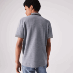 Men Lacoste V0ZN873 Navy Blue White BDV Regular Fit Striped Finishes Cotton Polo - Image 2