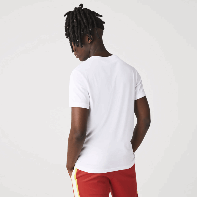 Men Lacoste V0ZN87 White Red B6C SPORT 3D Print Crocodile Breathable Jersey T-Shirt - Image 3