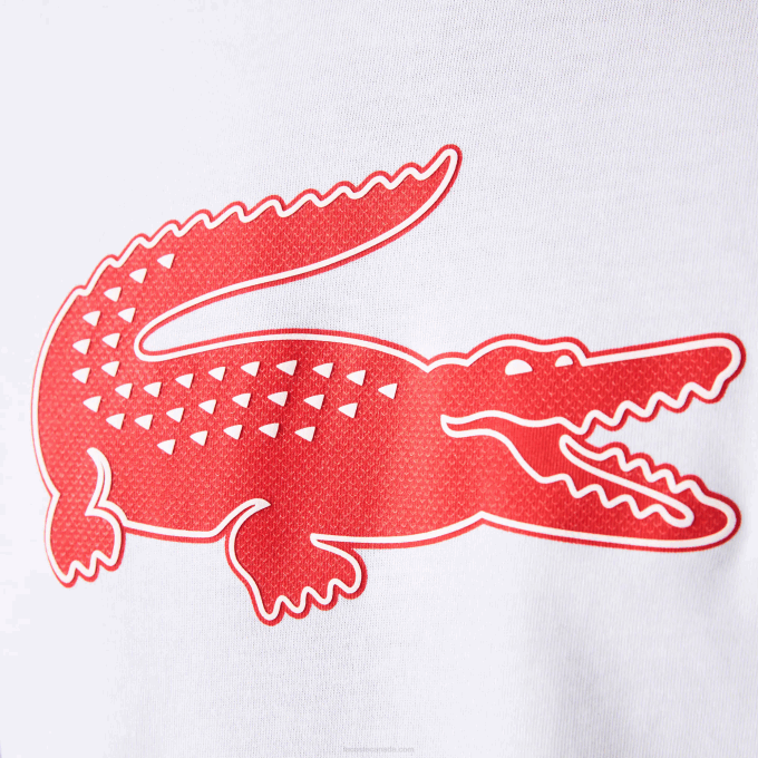 Men Lacoste V0ZN87 White Red B6C SPORT 3D Print Crocodile Breathable Jersey T-Shirt - Image 5