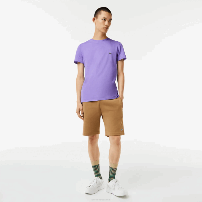 Men Lacoste V0ZN882 Purple GFU Crew Neck Pima Cotton Jersey T-Shirt - Image 2