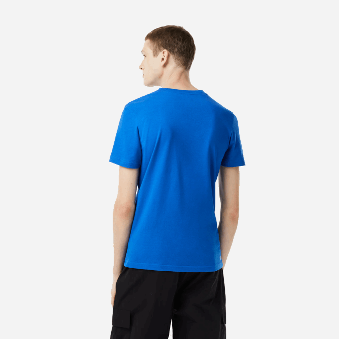 Men Lacoste V0ZN88 Blue Yellow ETQ SPORT 3D Print Crocodile Breathable Jersey T-Shirt - Image 3