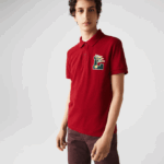 Men Lacoste V0ZN895 Red 5SX Regular Fit L Badge Cotton Pique Polo