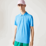 Men Lacoste V0ZN898 Blue 4XA Active Movement Breathable Cotton Pique Polo - Image 2