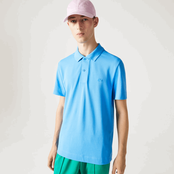 Men Lacoste V0ZN898 Blue 4XA Active Movement Breathable Cotton Pique Polo - Image 2