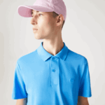 Men Lacoste V0ZN898 Blue 4XA Active Movement Breathable Cotton Pique Polo