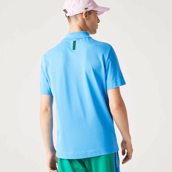 Men Lacoste V0ZN898 Blue 4XA Active Movement Breathable Cotton Pique Polo - Image 3