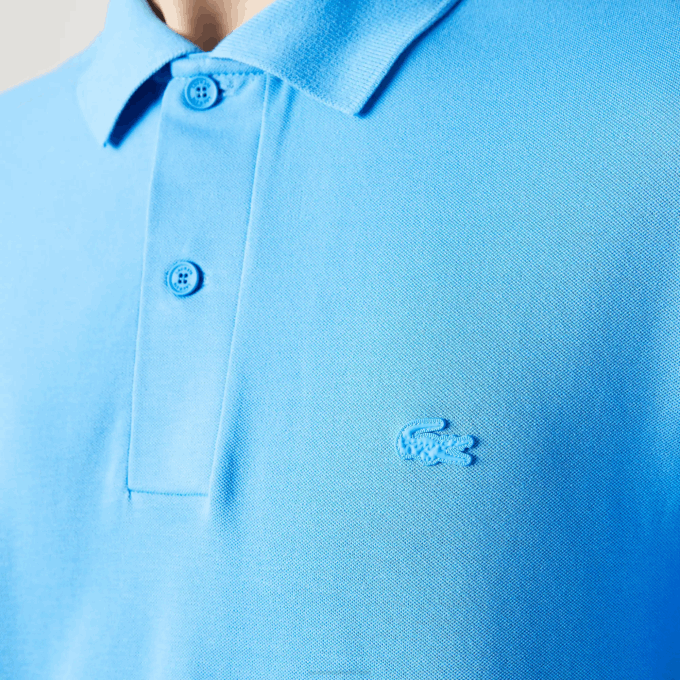 Men Lacoste V0ZN898 Blue 4XA Active Movement Breathable Cotton Pique Polo - Image 5