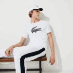 Men Lacoste V0ZN89 White Navy Blue 522 SPORT 3D Print Crocodile Breathable Jersey T-Shirt
