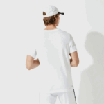 Men Lacoste V0ZN89 White Navy Blue 522 SPORT 3D Print Crocodile Breathable Jersey T-Shirt - Image 3