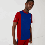Men Lacoste V0ZN901 Blue Red White VPA SPORT Breathable Resistant Bicolor T-shirt