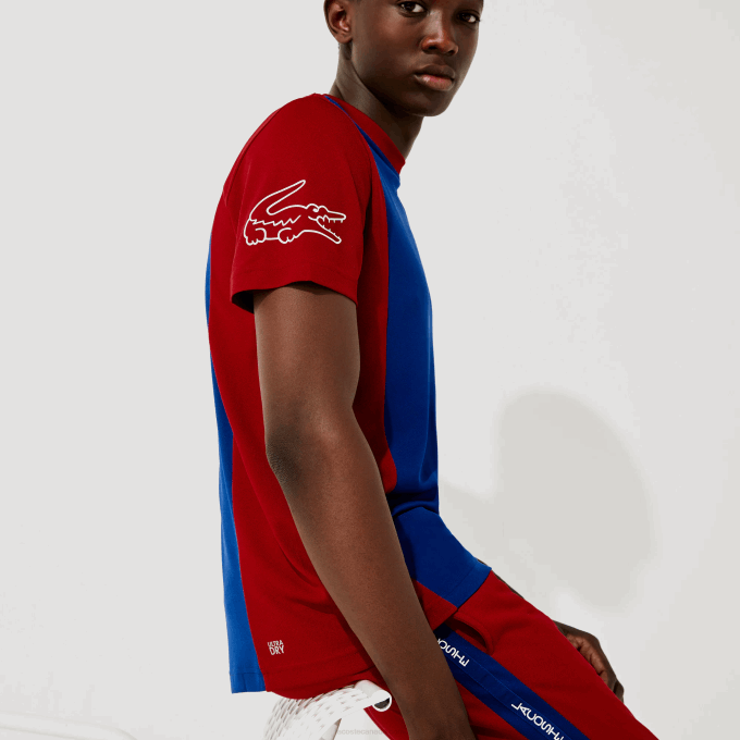 Men Lacoste V0ZN901 Blue Red White VPA SPORT Breathable Resistant Bicolor T-shirt - Image 3