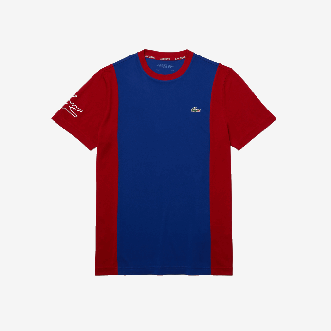 Men Lacoste V0ZN901 Blue Red White VPA SPORT Breathable Resistant Bicolor T-shirt - Image 4