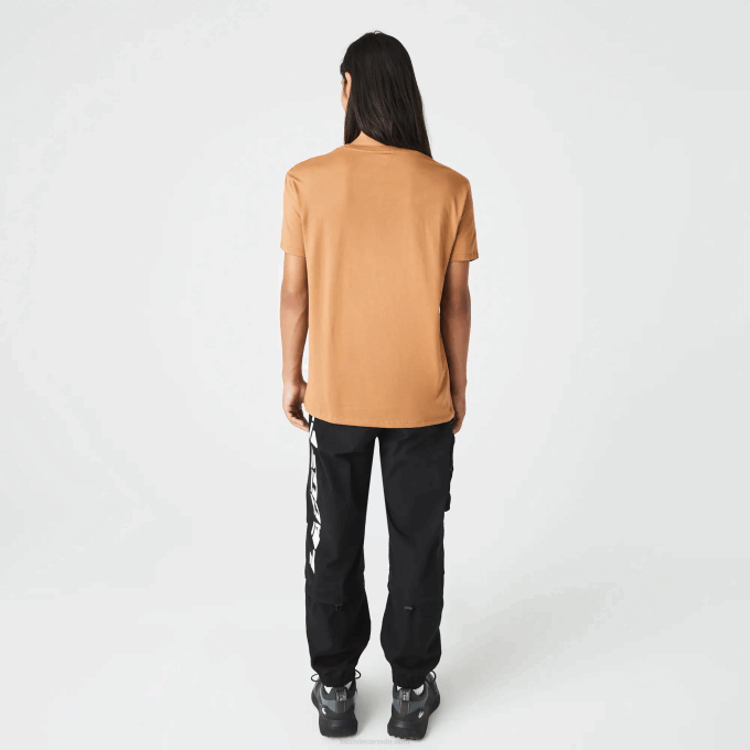 Men Lacoste V0ZN902 Brown Z0W Crew Neck Pima Cotton Jersey T-Shirt - Image 3