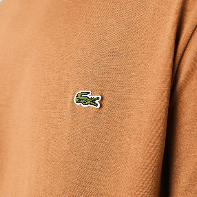 Men Lacoste V0ZN902 Brown Z0W Crew Neck Pima Cotton Jersey T-Shirt - Image 4
