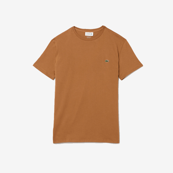 Men Lacoste V0ZN902 Brown Z0W Crew Neck Pima Cotton Jersey T-Shirt - Image 5