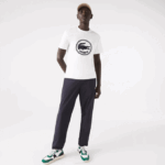 Men Lacoste V0ZN906 White 70V Crew Neck 3D Printed logo Cotton T-Shirt - Image 2