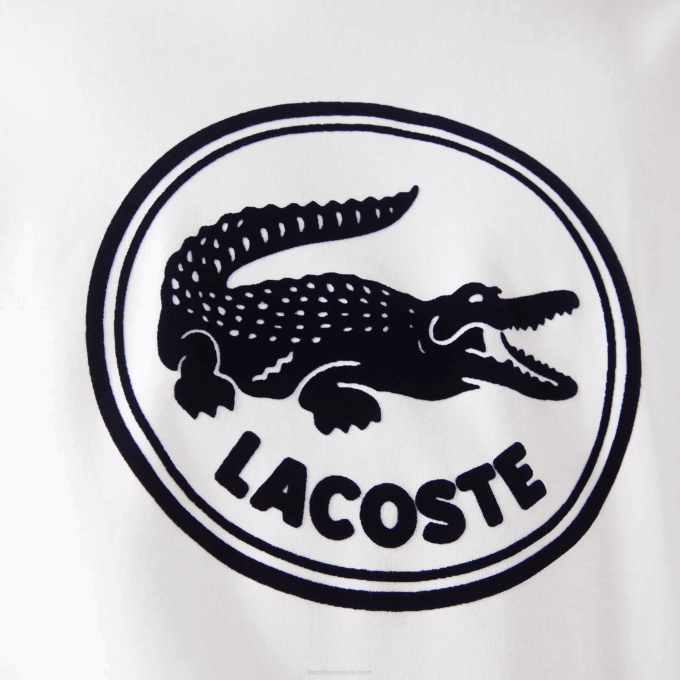 Men Lacoste V0ZN906 White 70V Crew Neck 3D Printed logo Cotton T-Shirt - Image 4