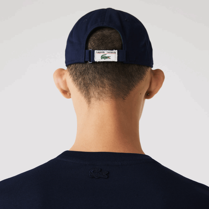 Men Lacoste V0ZN911 Navy Blue 166 Heritage Crocodile Badge Crew Neck Cotton T-Shirt - Image 5