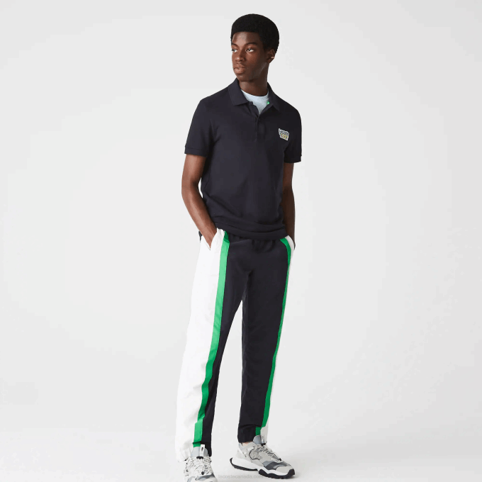 Men Lacoste V0ZN912 Navy Blue HDE Badge Cotton Pique Regular Fit Polo - Image 2