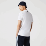 Men Lacoste V0ZN913 White 001 Badge Cotton Pique Regular Fit Polo - Image 3