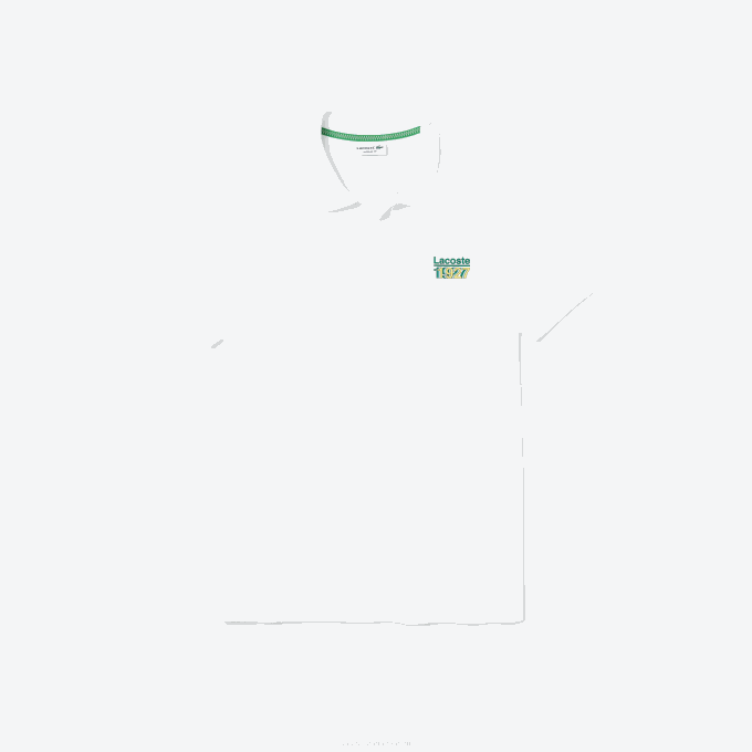 Men Lacoste V0ZN913 White 001 Badge Cotton Pique Regular Fit Polo - Image 4