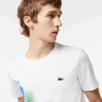 Men Lacoste V0ZN91 White 001 SPORT Regular Fit T-Shirt with Contrast Branding - Image 2