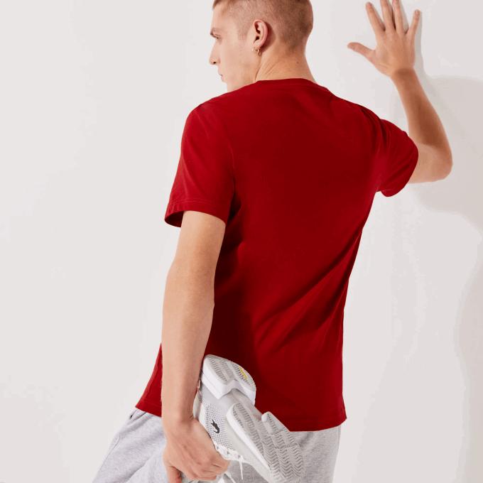 Men Lacoste V0ZN930 Red 5SX SPORT Print Logo Breathable T-shirt - Image 2