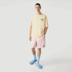 Men Lacoste V0ZN936 Yellow HBZ LIVE Summer Pack Loose Fit Flecked Cotton T-Shirt - Image 5