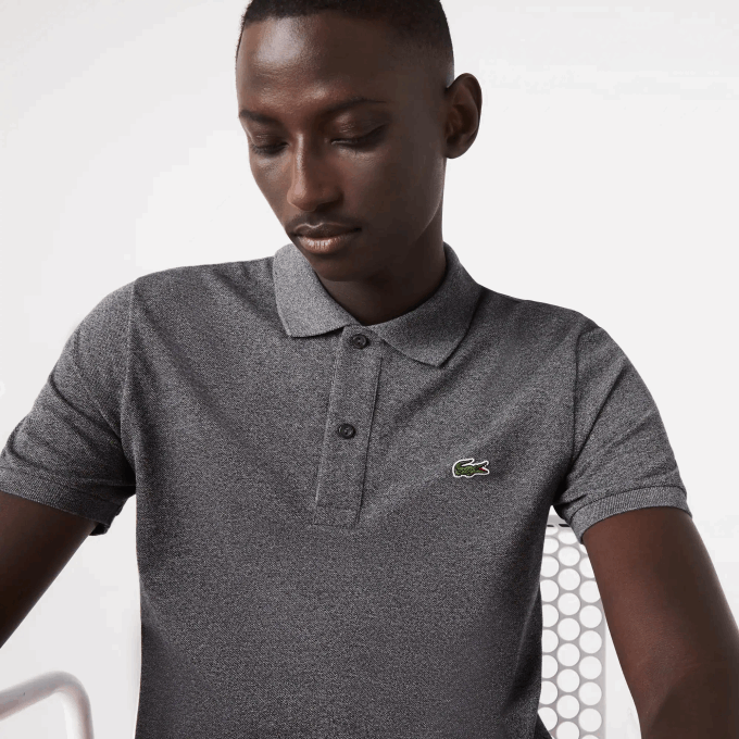 Men Lacoste V0ZN937 Grey Chine E8G Original L.12.12 Slim Fit Polo - Image 6