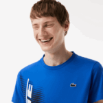 Men Lacoste V0ZN93 Blue KXB SPORT Regular Fit T-Shirt with Contrast Branding - Image 2