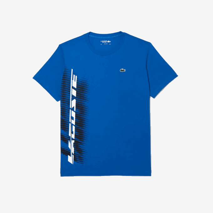 Men Lacoste V0ZN93 Blue KXB SPORT Regular Fit T-Shirt with Contrast Branding - Image 4