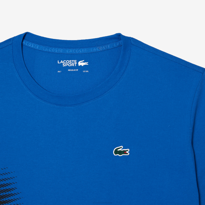 Men Lacoste V0ZN93 Blue KXB SPORT Regular Fit T-Shirt with Contrast Branding - Image 5