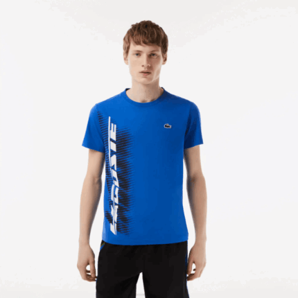 Men Lacoste V0ZN93 Blue KXB SPORT Regular Fit T-Shirt with Contrast Branding