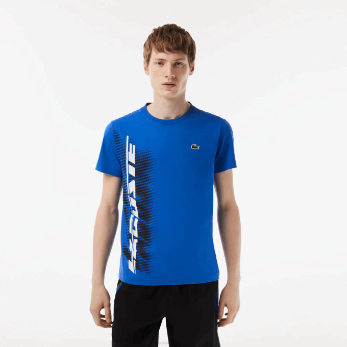 Men Lacoste V0ZN93 Blue KXB SPORT Regular Fit T-Shirt with Contrast Branding - Image 1