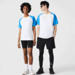 Men Lacoste V0ZN941 White Blue Yellow D1Q LIVE Cotton T-shirt