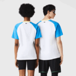 Men Lacoste V0ZN941 White Blue Yellow D1Q LIVE Cotton T-shirt - Image 3