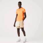 Men Lacoste V0ZN946 Orange NPB Regular Fit Pima Cotton Polo - Image 2