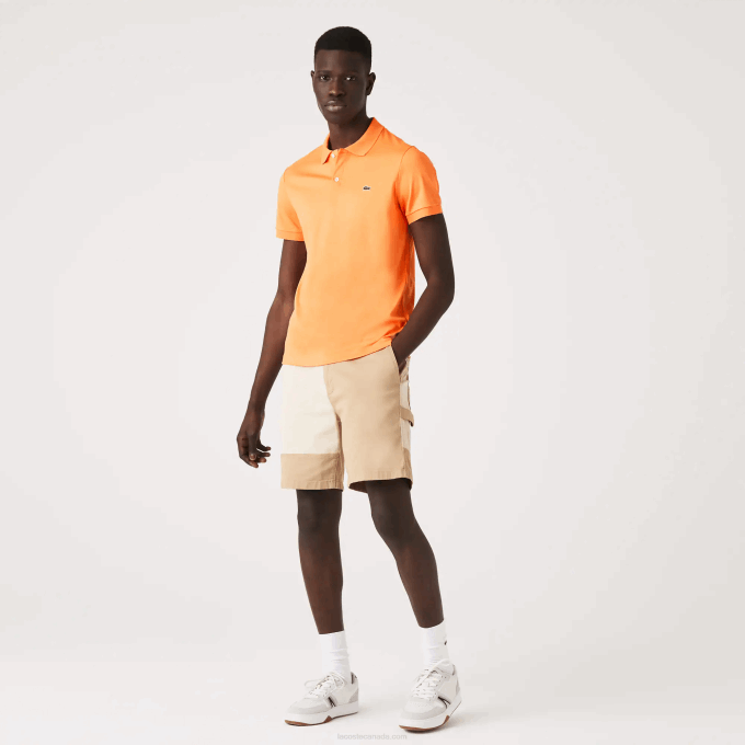 Men Lacoste V0ZN946 Orange NPB Regular Fit Pima Cotton Polo - Image 2