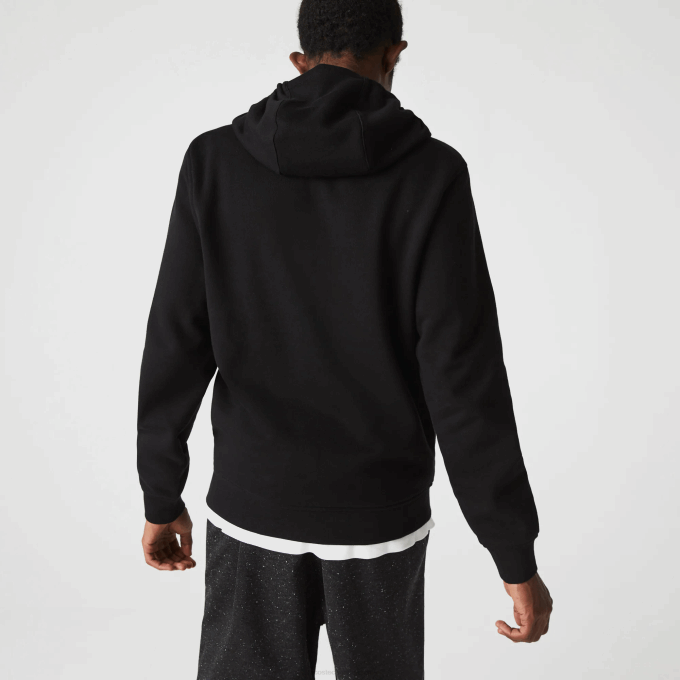 Men Lacoste V0ZN947 Black C31 SPORT Lightweight Bi-material Hoodie - Image 3
