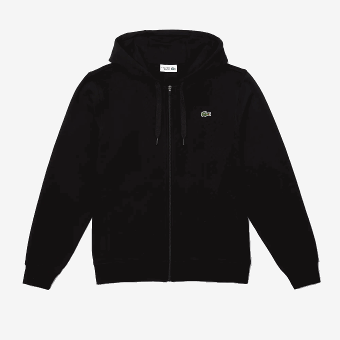 Men Lacoste V0ZN947 Black C31 SPORT Lightweight Bi-material Hoodie - Image 5