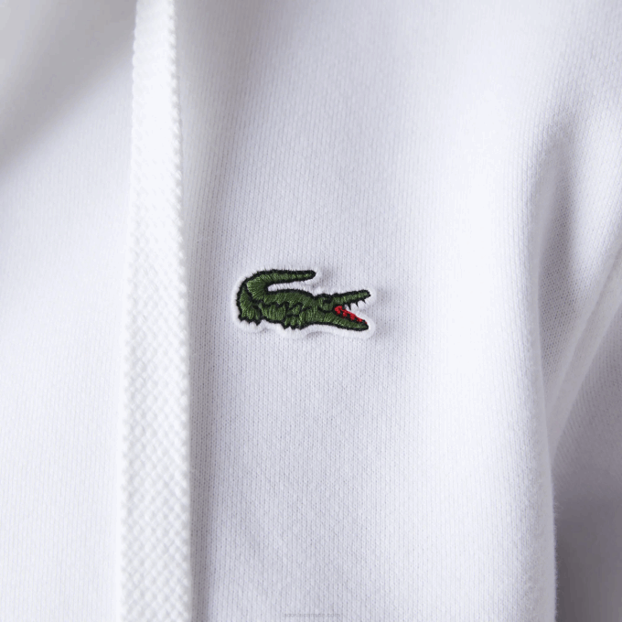 Men Lacoste V0ZN948 White 800 SPORT Lightweight Bi-material Hoodie - Image 7