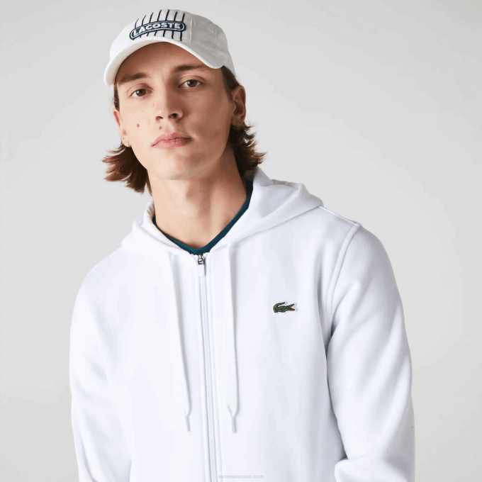 men_lacoste_v0zn948_white_800_sport_lightweight_bi_material_hoodie.png Men Lacoste V0ZN948 White 800 SPORT Lightweight Bi-material Hoodie - Image 1