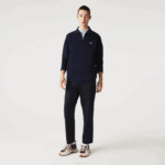 Men Lacoste V0ZN951 Navy Blue 166 Zippered Stand-Up Collar Cotton Sweatshirt - Image 2