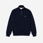 Men Lacoste V0ZN951 Navy Blue 166 Zippered Stand-Up Collar Cotton Sweatshirt - Image 5