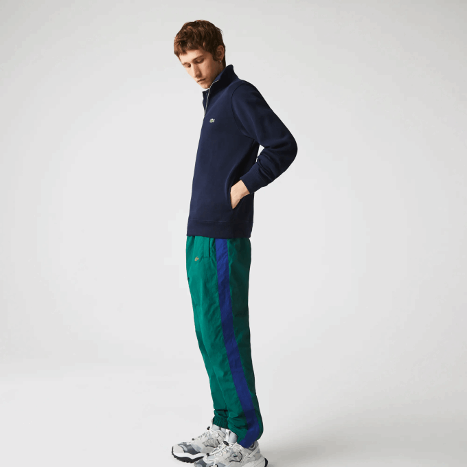 Men Lacoste V0ZN951 Navy Blue 166 Zippered Stand-Up Collar Cotton Sweatshirt - Image 7