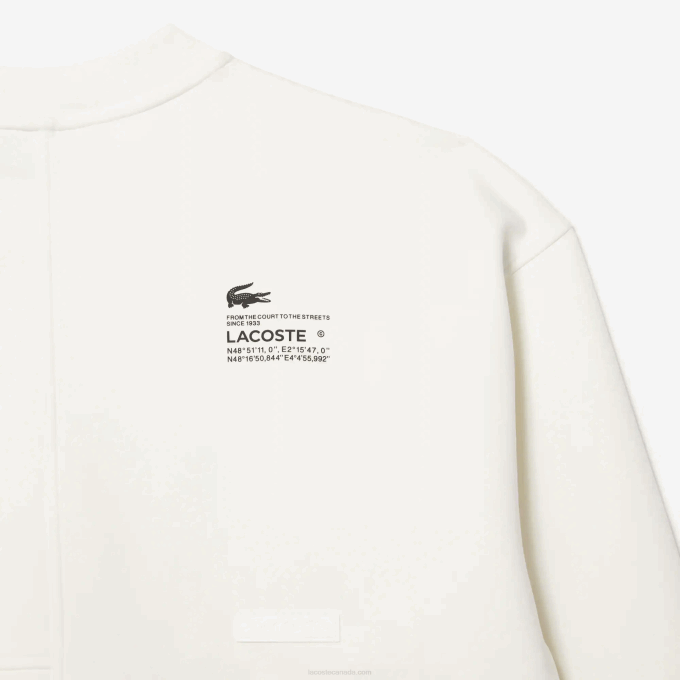 Men Lacoste V0ZN955 White NYV Loose Fit Patchwork Effect Sweatshirt - Image 6
