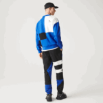 Men Lacoste V0ZN956 Blue White NNE Loose Fit Patchwork Effect Sweatshirt - Image 3